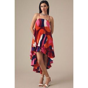 New Anthropologie Tiered High-Low Pleated Dress Size Medium
